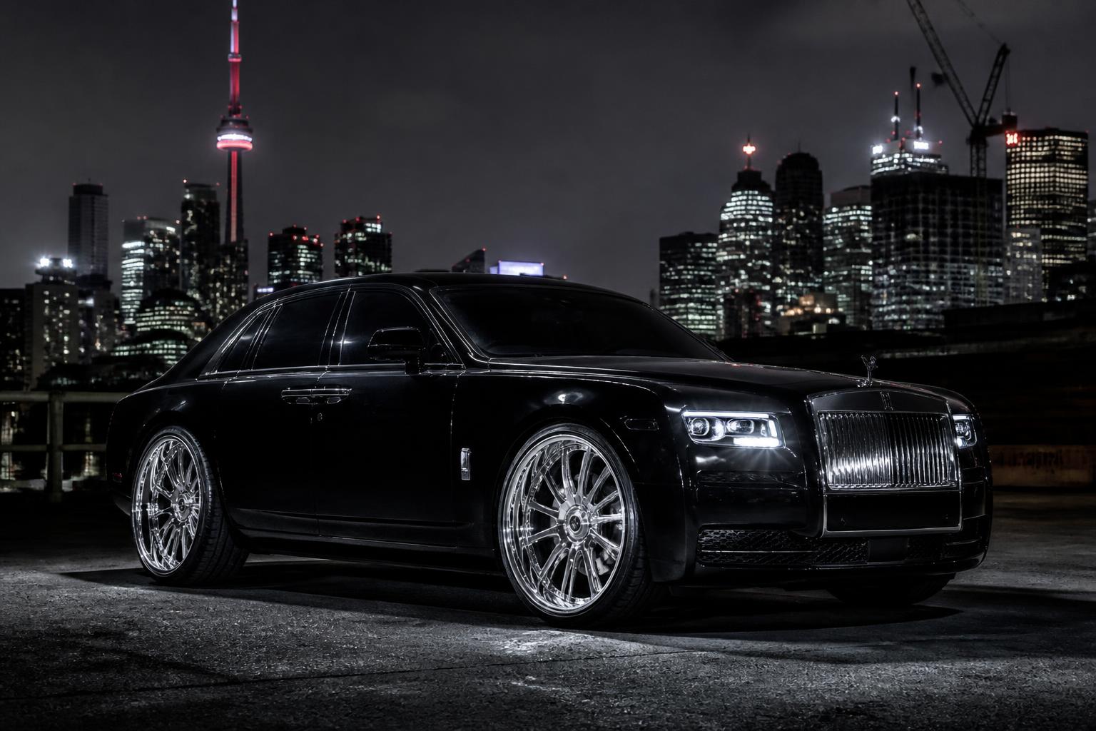 Black Rolls-Royce Ghost chauffeur car in Toronto
